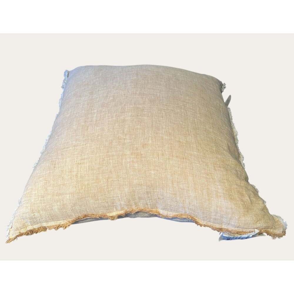 Soft Linen Decorative Throw Pillow With Frayed Edges Removable Cover Rustic Home